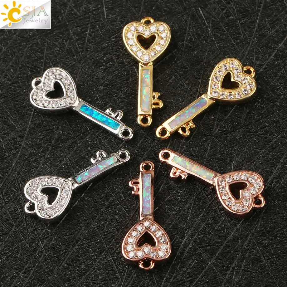 CSJA Love Heart Key Charms Pendant for DIY Necklace Earrings Making Zircon Fire Opal Connector Jewelry Findings Accessories G125
CSJA Love Heart Key Charms Pendant for DIY Necklace Earrings Making Zircon Fire Opal Connector Jewelry Findings Accessories G125