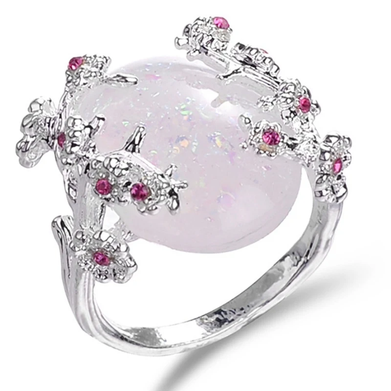 New Beautiful Flower Rings Jewelry Silver Color Filled Romantic Fire Opal Ring Women Dropshipping
New Beautiful Flower Rings Jewelry Silver Color Filled Romantic Fire Opal Ring Women Dropshipping
