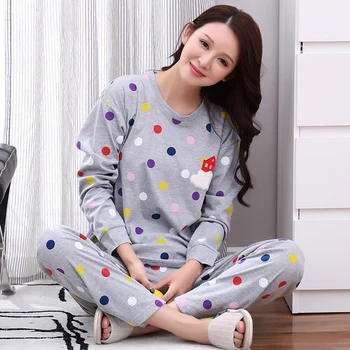 Colored Dots Printed Cartoon Autumn Women Sleep Lounge Pant+Tops 2 Pieces Pijamas Mujer Women Pyjama Set Lovers Sleep Wear
Colored Dots Printed Cartoon Autumn Women Sleep Lounge Pant+Tops 2 Pieces Pijamas Mujer Women Pyjama Set Lovers Sleep Wear