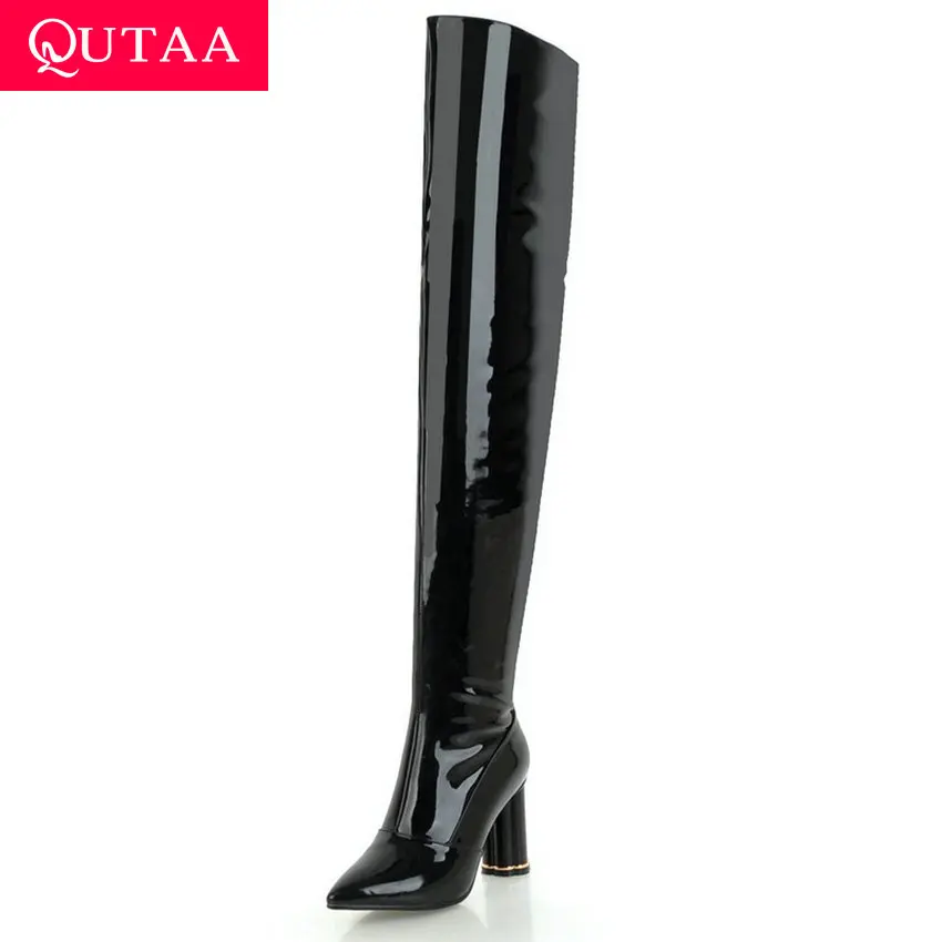 QUTAA 2020 Sexy Patent Leather Over The Knee Boots Fashion Transparent Square High Heel Peep Toe Winter Women Shoes Size 34-43
QUTAA 2020 Sexy Patent Leather Over The Knee Boots Fashion Transparent Square High Heel Peep Toe Winter Women Shoes Size 34-43