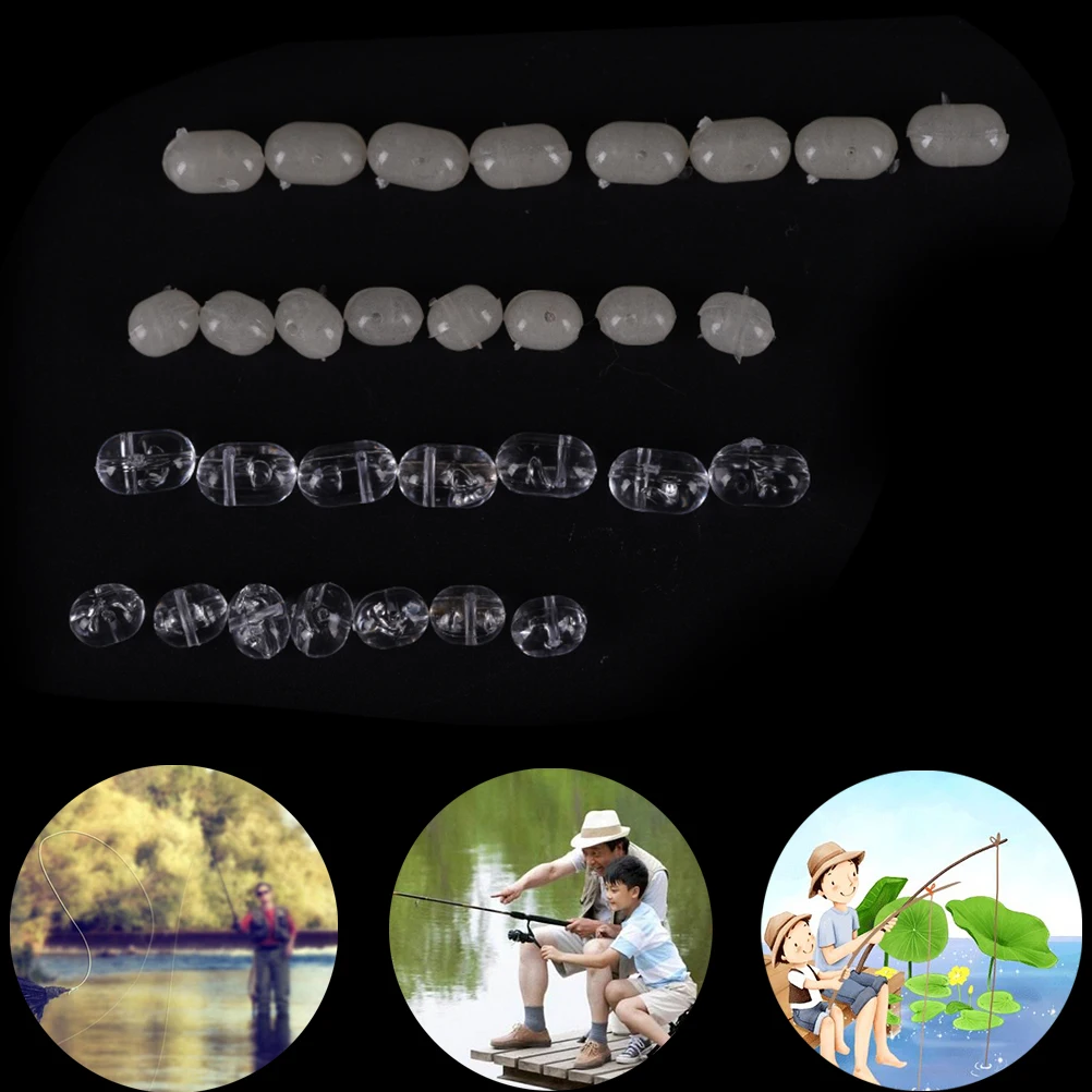 Fishing Tranparent Oval Double Pearl Drill Cross Beads hard Clear beads fishinCN