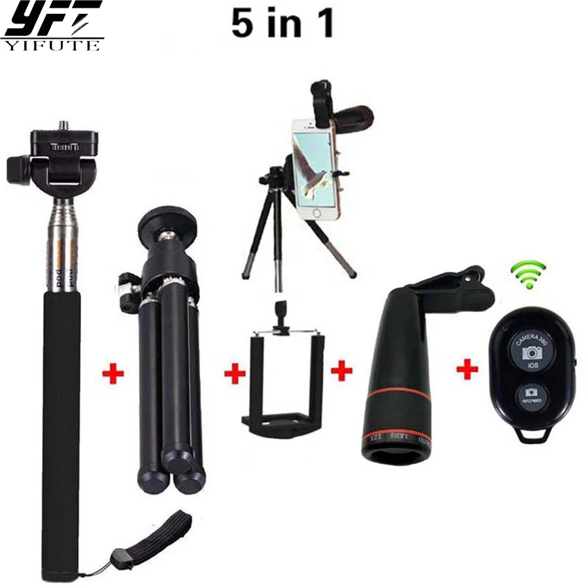 5in1 Phone Camera Lens 12X Telephoto Zoom Lens Selfie Stick Monopod+Mini Tripod+Bluetooth Shutter Remoter for Xiaomi iPhone Lens
5in1 Phone Camera Lens 12X Telephoto Zoom Lens Selfie Stick Monopod+Mini Tripod+Bluetooth Shutter Remoter for Xiaomi iPhone Lens