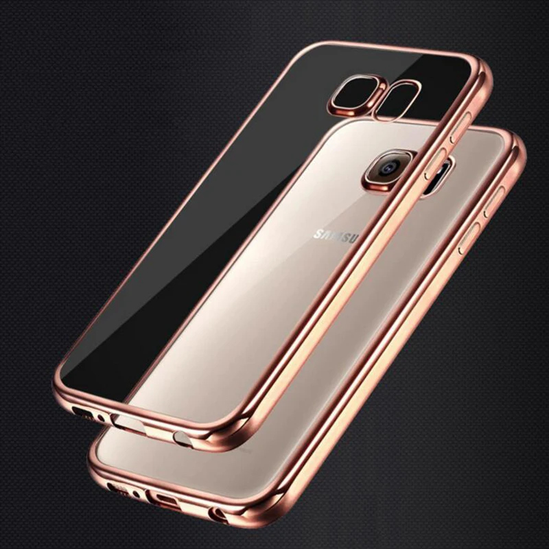 

Nephy Luxury Plating Frame TPU Case For Samsung Galaxy S5 S6 S7 Edge S6 Edge Plus Cover UltraThin Transparent Housing Coque Soft