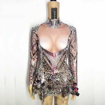 Silver Sequins Mirror Stretch Bodysuit Sexy Female Sexy Costumes Crystals Diamond Singer Show Nightclub Dance performance Wears
Silver Sequins Mirror Stretch Bodysuit Sexy Female Sexy Costumes Crystals Diamond Singer Show Nightclub Dance performance Wears