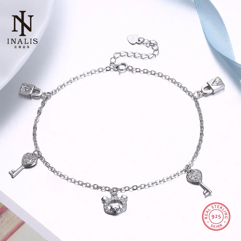INALIS 925 Sterling Silver Anklet Lock Key Small Pendant Anklet For Women Girl Female Jewelry Wedding Gift
INALIS 925 Sterling Silver Anklet Lock Key Small Pendant Anklet For Women Girl Female Jewelry Wedding Gift