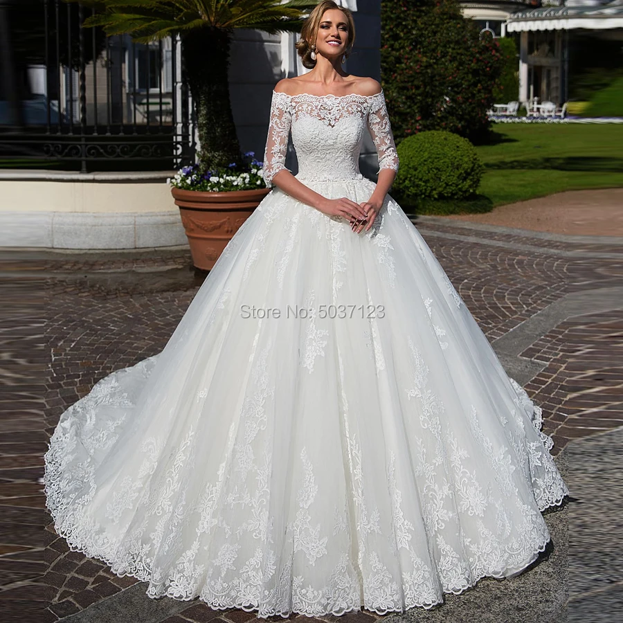 Half Sleeves Wedding Dresses Ball Gown Off the Shoulder Lace Appliques Bridal Wedding Gown Vestido De Noiva Robe De Mariée
Half Sleeves Wedding Dresses Ball Gown Off the Shoulder Lace Appliques Bridal Wedding Gown Vestido De Noiva Robe De Mariée