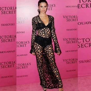 2018 Women Black Long Sleeve Hollow Out Sexy Summer Two 2 Pieces Set Long Elegant Dress Vestidos Celebrity Newest Party Cluwear
2018 Women Black Long Sleeve Hollow Out Sexy Summer Two 2 Pieces Set Long Elegant Dress Vestidos Celebrity Newest Party Cluwear