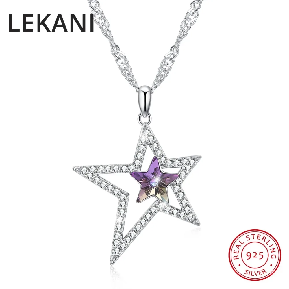 LEKANI Crystals From Austria Double Stars Necklaces Pendants Real 925 Silver Chain Max Collares For Women Gifts Fine Jewelry
LEKANI Crystals From Austria Double Stars Necklaces Pendants Real 925 Silver Chain Max Collares For Women Gifts Fine Jewelry