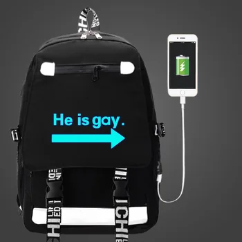 He is Gay Printe Backpack USB Bag travel School Luminous Book Bag USB Fashion teenager Casual Laptop Zipper bag Glow in the dark
He is Gay Printe Backpack USB Bag travel School Luminous Book Bag USB Fashion teenager Casual Laptop Zipper bag Glow in the dark