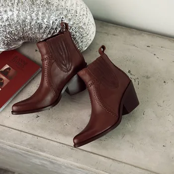 MLJUESE 2020 women ankle boots cow leather slip on vintage brown color high heels boots autumn spring ankle boots party dress
MLJUESE 2020 women ankle boots cow leather slip on vintage brown color high heels boots autumn spring ankle boots party dress
