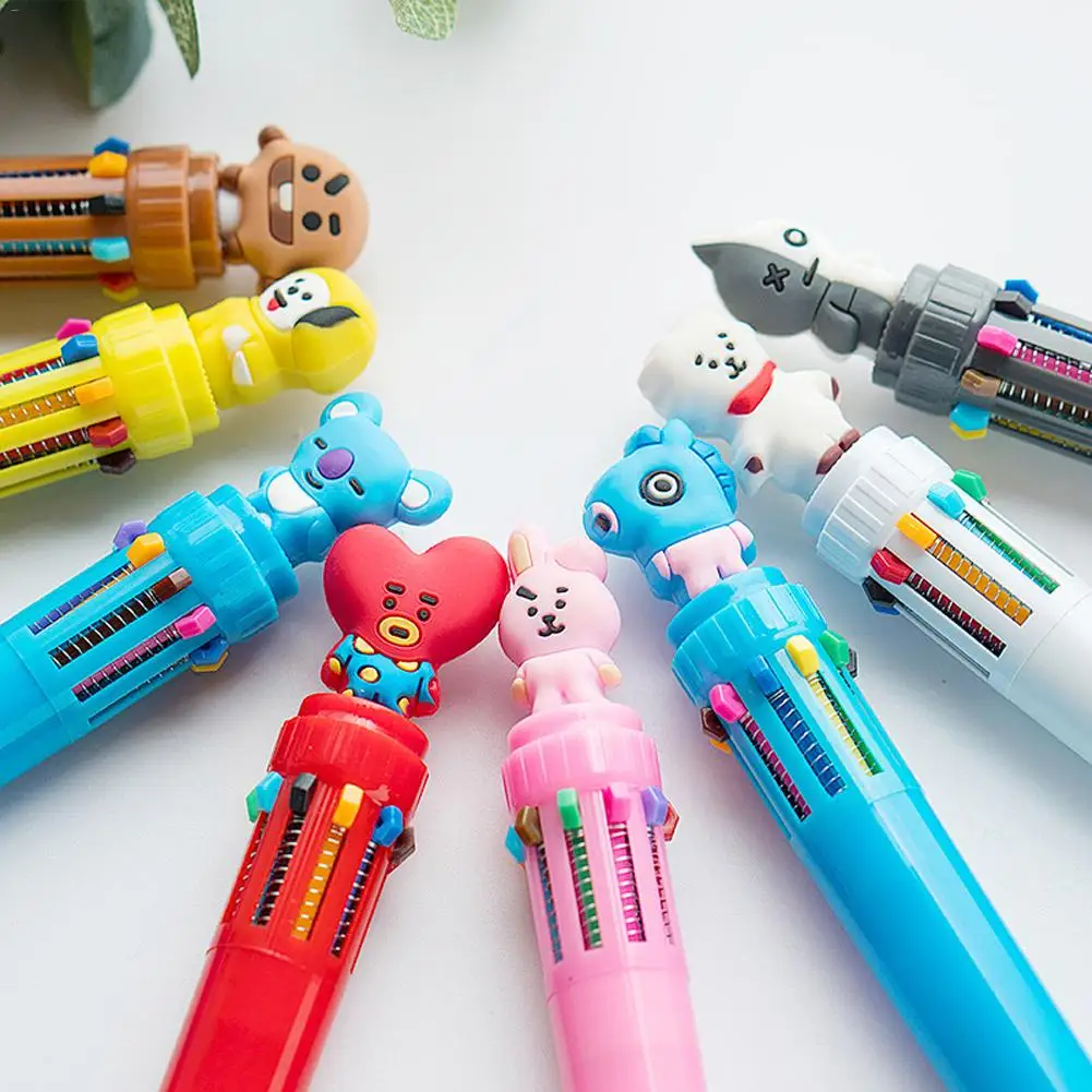 Cartoon Cute 10-Color Pressing Ballpoint Pen Student Marker Pens High Quality Pens For Children Kids School Students Supplies
Cartoon Cute 10-Color Pressing Ballpoint Pen Student Marker Pens High Quality Pens For Children Kids School Students Supplies