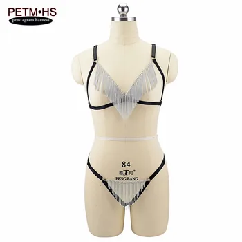 Womens Sexy Body Harness Lingerie metal Body chain Black Elastic Adjust Bondage Harness Goth Fetish Burlesque Corset Rave Wear
Womens Sexy Body Harness Lingerie metal Body chain Black Elastic Adjust Bondage Harness Goth Fetish Burlesque Corset Rave Wear