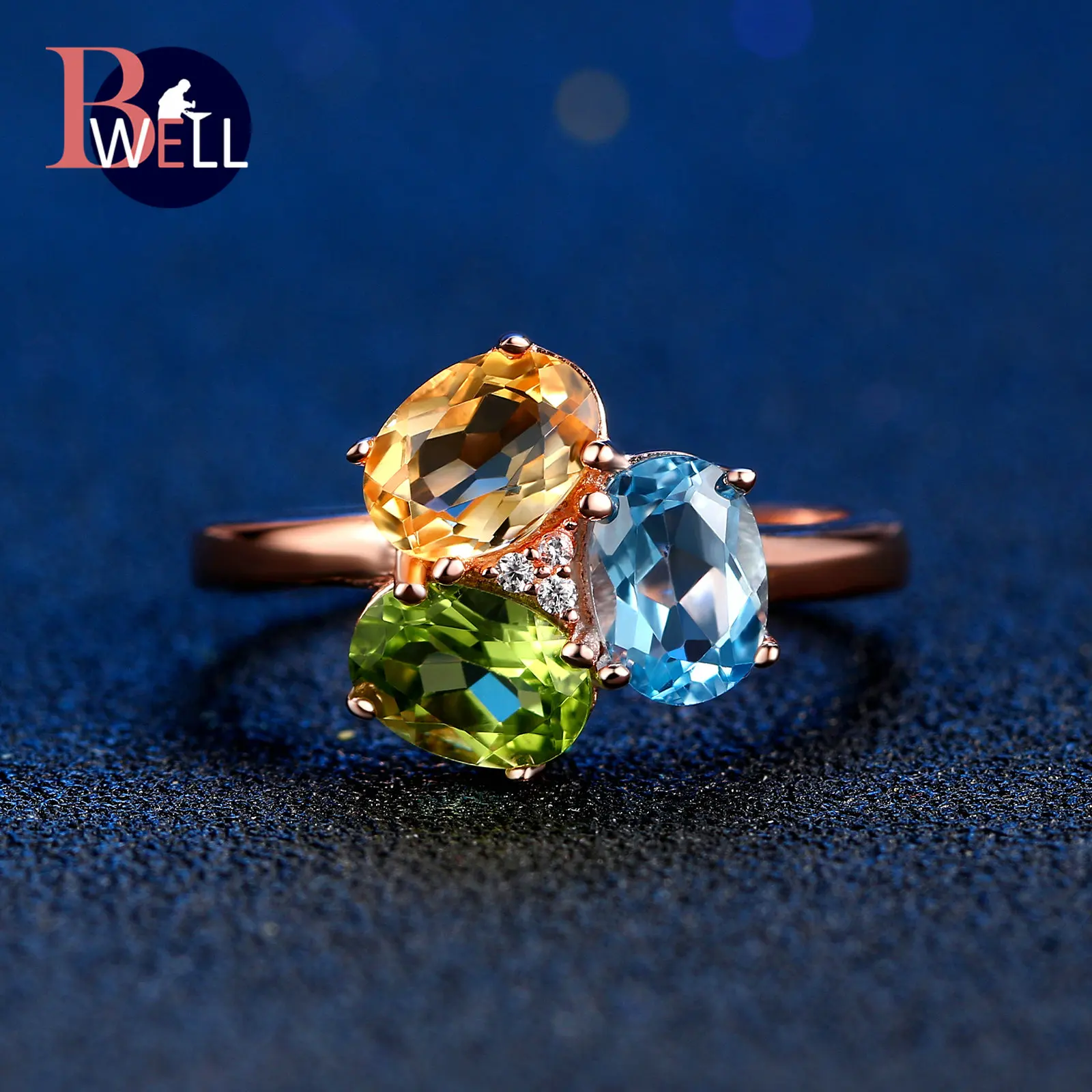 Bwell Multi Gemstone Topaz Citrine Peridot Adjustable Ring 925 Sterling Silver Rose Gold Plated Fine Jewelry For Women BWRI002
Bwell Multi Gemstone Topaz Citrine Peridot Adjustable Ring 925 Sterling Silver Rose Gold Plated Fine Jewelry For Women BWRI002