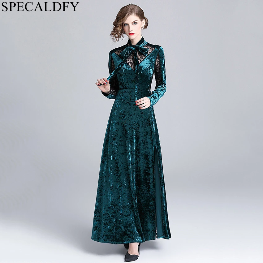 2019 High Quality Women Fashion Vintage Dress Spring Winter Green Velvet Dress Women Long Maxi Dresses Party Robe Femme Ete
2019 High Quality Women Fashion Vintage Dress Spring Winter Green Velvet Dress Women Long Maxi Dresses Party Robe Femme Ete