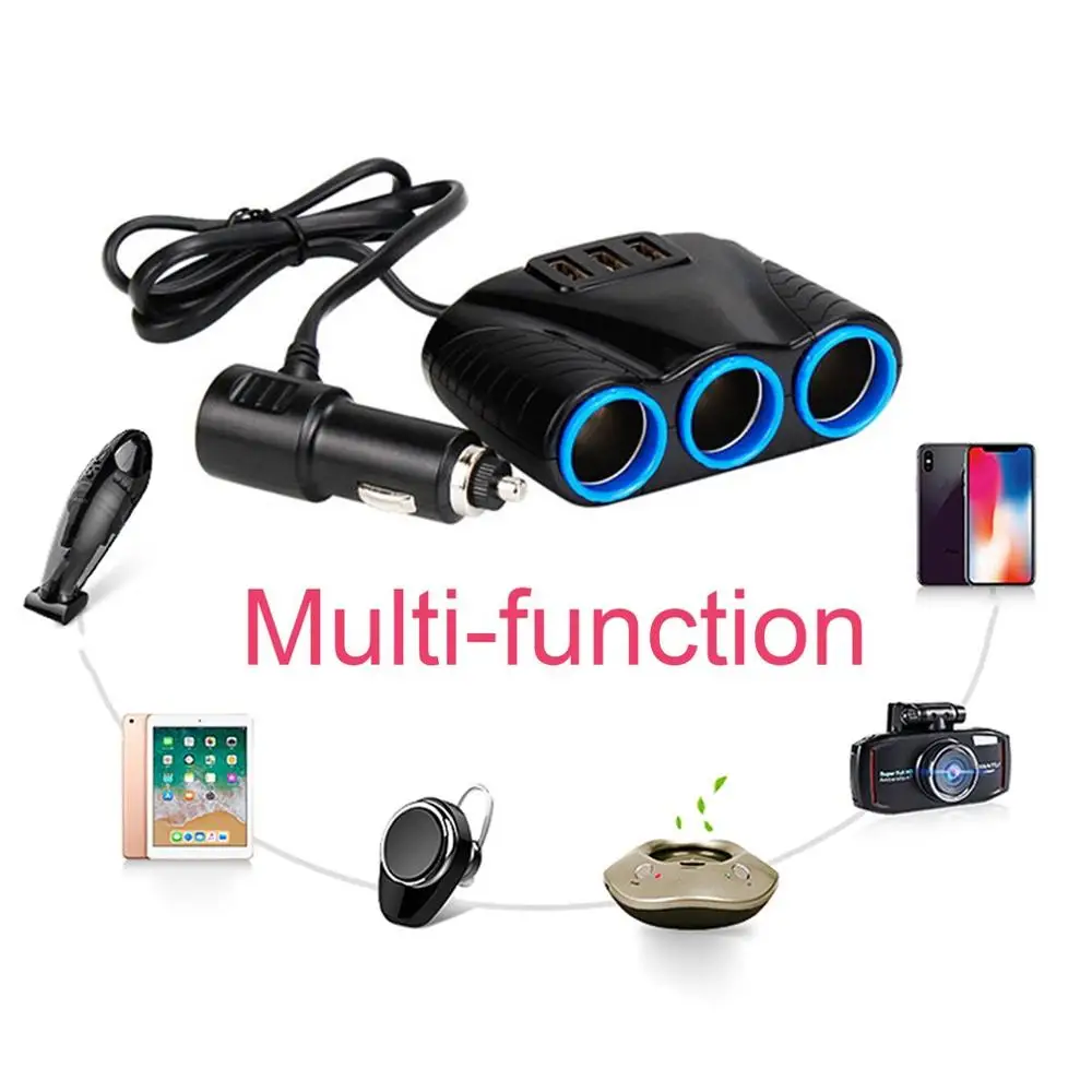 DC12V-24V Input Portable 3 USB Ports 3 Way Auto Sockets Car Cigarette Lighter Splitter Power Adapter Charger
DC12V-24V Input Portable 3 USB Ports 3 Way Auto Sockets Car Cigarette Lighter Splitter Power Adapter Charger