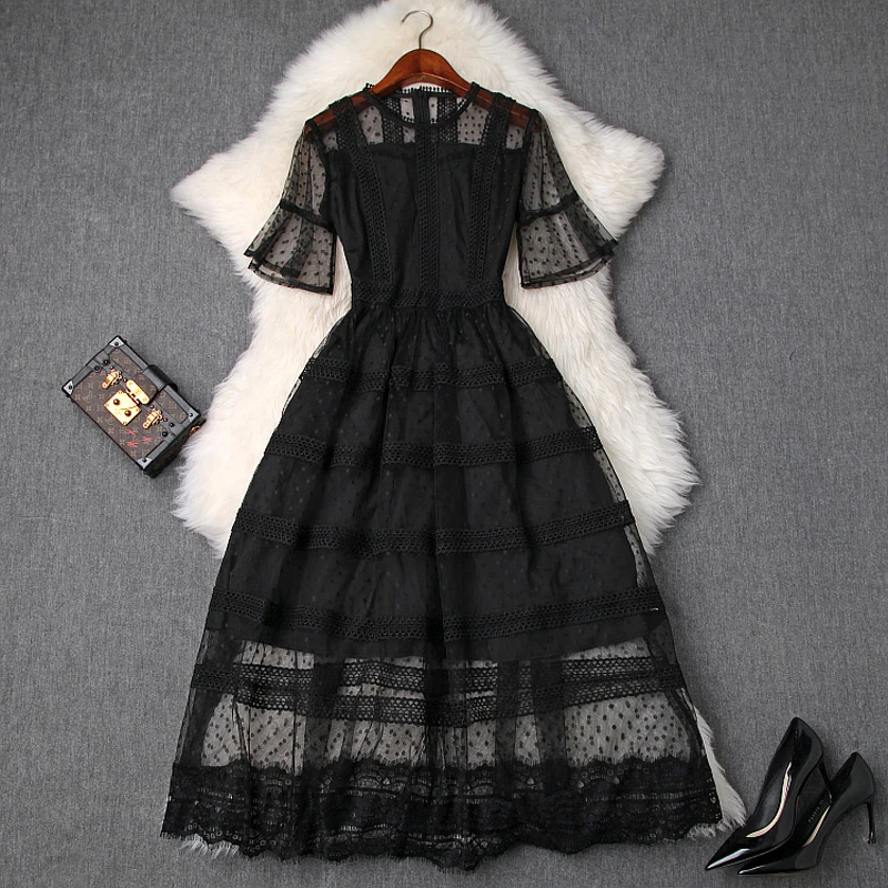 Work Office lady Dress Runway 2019 new ladies women Flare Sleeve Voile elegant dress A-Line summer Mesh sexy empire Lace dresses
Work Office lady Dress Runway 2019 new ladies women Flare Sleeve Voile elegant dress A-Line summer Mesh sexy empire Lace dresses