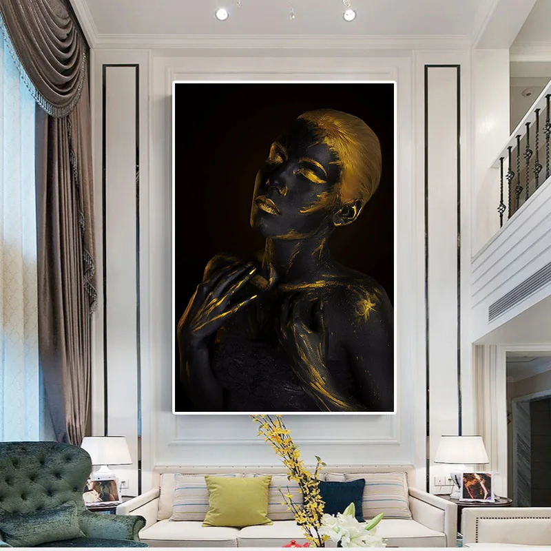 Golden Fashion Black African Nude Woman Oil Painting on Canvas Posters and Prints Scandinavian Wall Art Picture for living room
Golden Fashion Black African Nude Woman Oil Painting on Canvas Posters and Prints Scandinavian Wall Art Picture for living room