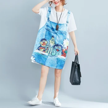 Summer Women's 2019 Summer Fashion 3D Cartoon Denim Print Stitching T-Shirt Long Women's Dress
Summer Women's 2019 Summer Fashion 3D Cartoon Denim Print Stitching T-Shirt Long Women's Dress