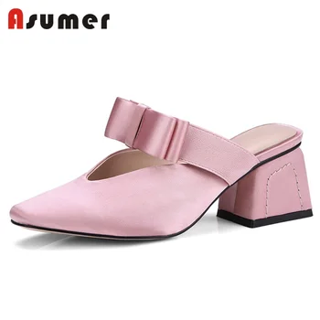 ASUMER HOT 2020 fashion quality silk pumps women square high heels bowknot square toe mules summer shoes wedding shoes
ASUMER HOT 2020 fashion quality silk pumps women square high heels bowknot square toe mules summer shoes wedding shoes