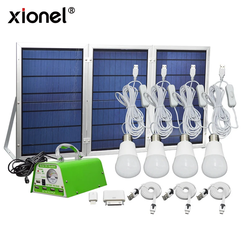 Xionel Factory Wholesale Rechargeable Solar System Kit 4 Bulbs Multi-Function Home Use Solar System with USB Charger
Xionel Factory Wholesale Rechargeable Solar System Kit 4 Bulbs Multi-Function Home Use Solar System with USB Charger