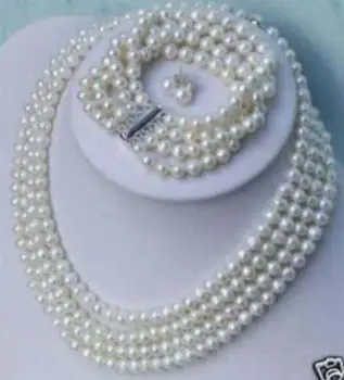 Charming 4 rows 7-8mm white pearl necklace &bracelet& earring
Charming 4 rows 7-8mm white pearl necklace &bracelet& earring
