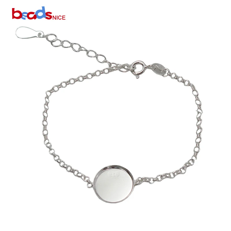 Фото Beadsnice Sterling Silver Adjustable Bracelet Base Settings 12mm Bezel Blank 39519 | Украшения и аксессуары