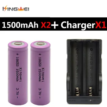 KingWei 2Pcs LED Flashlight 18650 1500mAh Li-ion Battery With Double EU US Plug Fast Charger for 3.7v Rechargeable Batteries
KingWei 2Pcs LED Flashlight 18650 1500mAh Li-ion Battery With Double EU US Plug Fast Charger for 3.7v Rechargeable Batteries