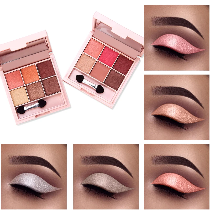 6 Colors Eyeshadow Palette Shimmer Matte Cosmetic Make up Nude Glitter Waterproof Eye Shadow Makeup Tools With makeup brushes
6 Colors Eyeshadow Palette Shimmer Matte Cosmetic Make up Nude Glitter Waterproof Eye Shadow Makeup Tools With makeup brushes