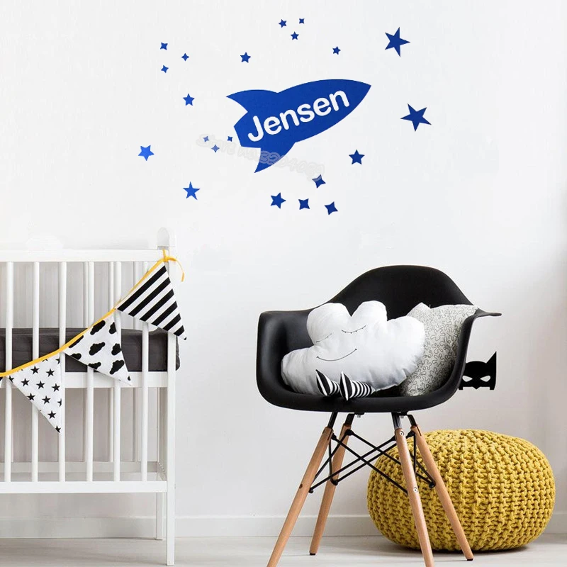 Rocket Stars Theme Wall Sticker Personalised Custom Name Decal Spacecraft Outer Space Decor Children's House Nursery mural EB674
Rocket Stars Theme Wall Sticker Personalised Custom Name Decal Spacecraft Outer Space Decor Children's House Nursery mural EB674