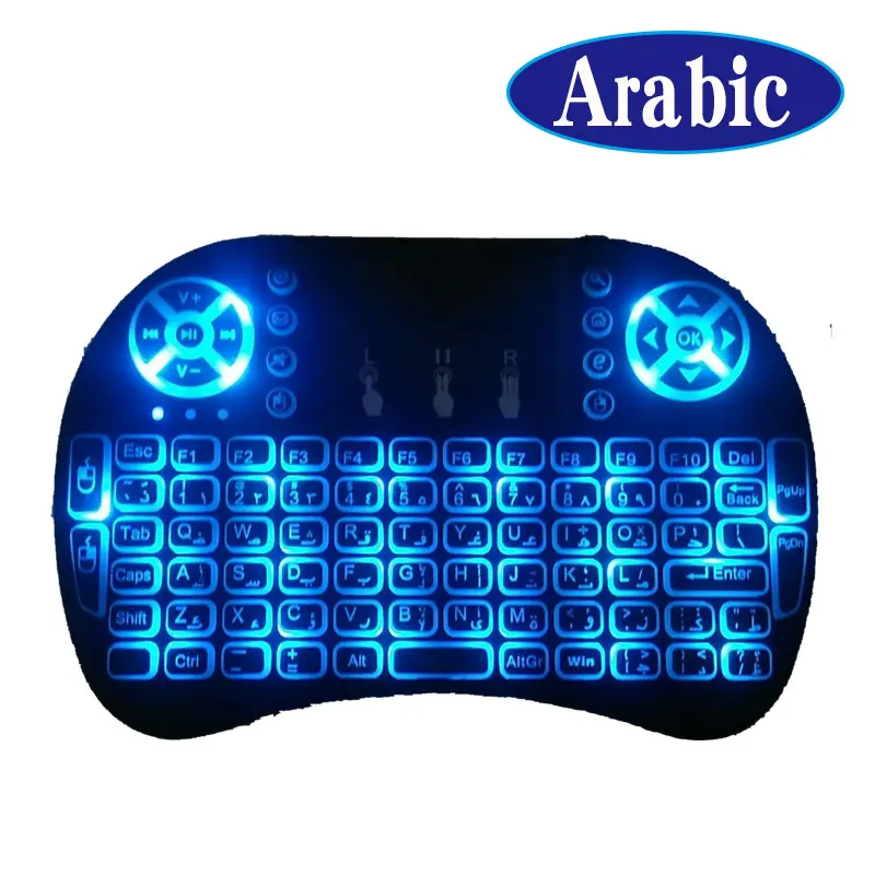 

Arabic i8 mini Keyboard Backlit colorful 2.4ghz sky mice Wireless Remote Control for Android tv box air mouse,lithium battery