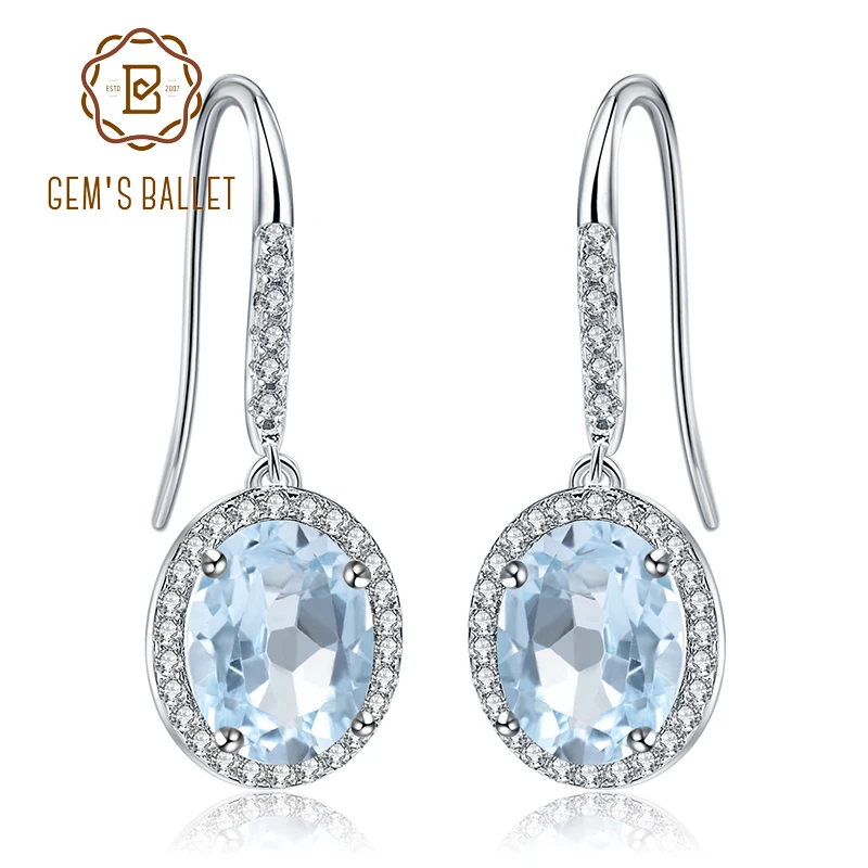 GEM'S BALLET 4.73Ct Natural Oval Sky Blue Topaz Dangle Earrings 925 Sterling Silver Gemstone Earrings for Women Fine Jewelry
GEM'S BALLET 4.73Ct Natural Oval Sky Blue Topaz Dangle Earrings 925 Sterling Silver Gemstone Earrings for Women Fine Jewelry