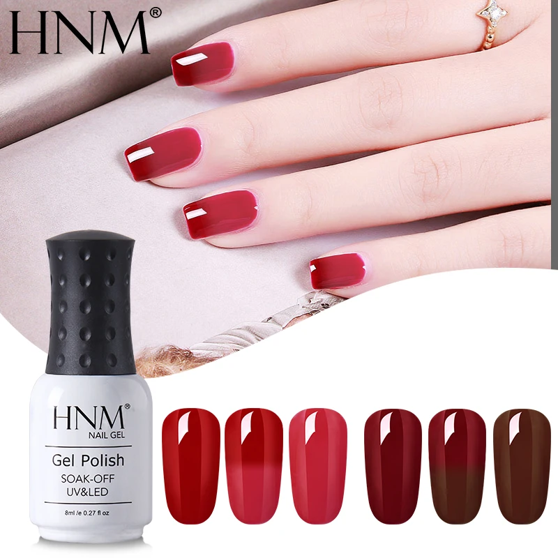HNM Wine Red Color Change Thermal Soak Off Gelpolish Nail Polish Paint Gellak 8ML Semi Permanent Top Base Primer Stamping Enamel
HNM Wine Red Color Change Thermal Soak Off Gelpolish Nail Polish Paint Gellak 8ML Semi Permanent Top Base Primer Stamping Enamel