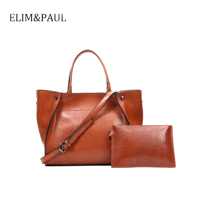 ELIM&PAUL Brand Fashion Women Solid Leather Bags Female Shoulder Bags Women Handbag Large Capacity Tote Bag 2018 New Designer
ELIM&PAUL Brand Fashion Women Solid Leather Bags Female Shoulder Bags Women Handbag Large Capacity Tote Bag 2018 New Designer