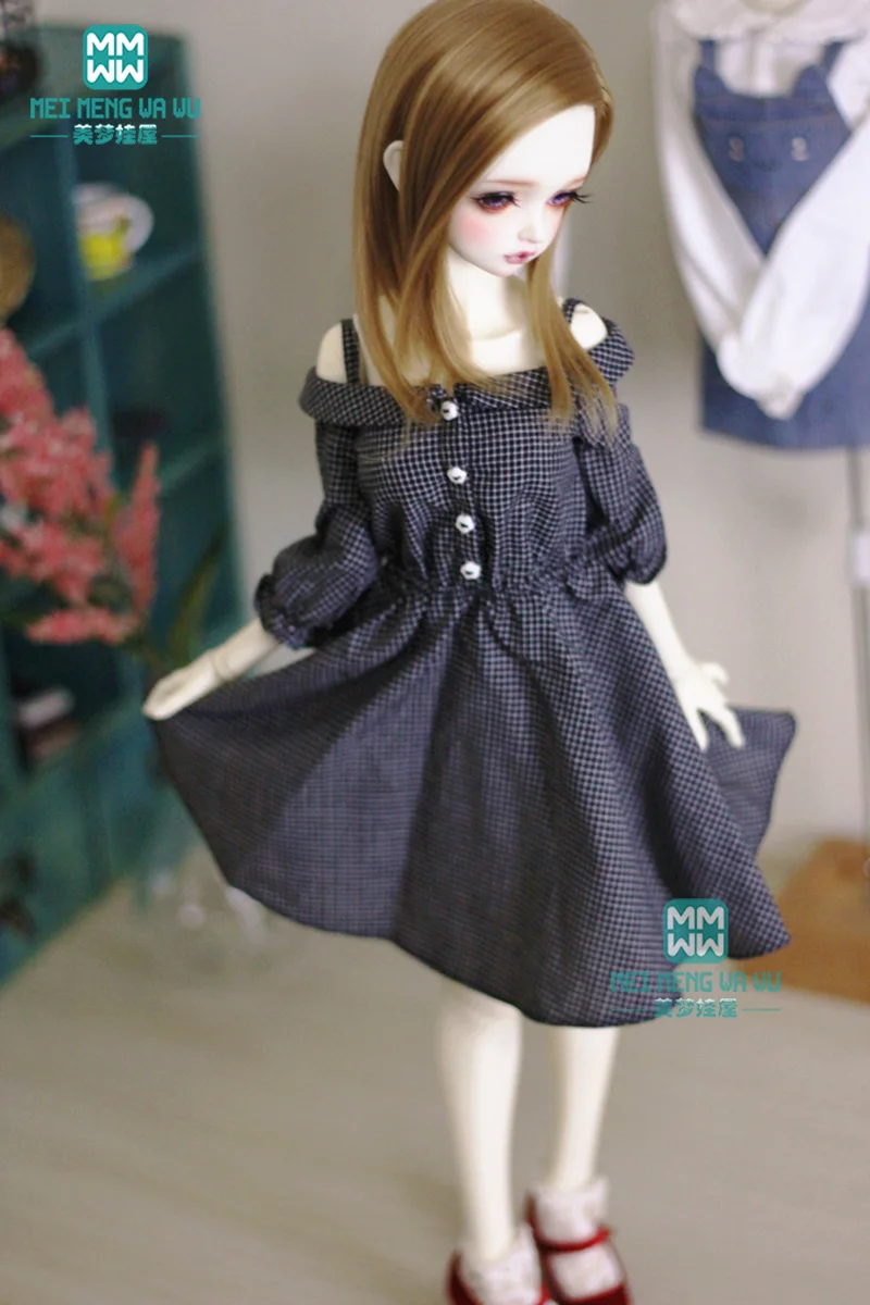 Black Blue Plaid Print Doll Dress Clothes Fits 18” American Girl Dolls