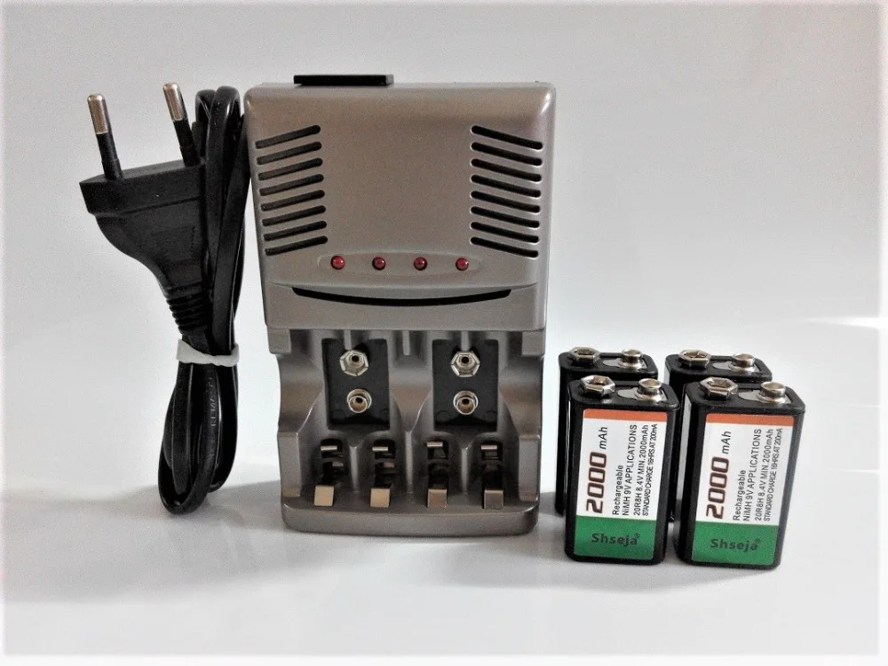 4PCS 9V 6F22 2000mAh NiMH Rechargeable Battery + 9V AA AAA Smart Charger with LED Indicator
4PCS 9V 6F22 2000mAh NiMH Rechargeable Battery + 9V AA AAA Smart Charger with LED Indicator