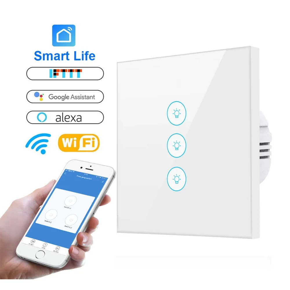 WiFi Smart switch Eu UK 800W Wall lamp touch panel Timer switch Voice Control Compatible with Alexa Google IFTTT App Smart life
WiFi Smart switch Eu UK 800W Wall lamp touch panel Timer switch Voice Control Compatible with Alexa Google IFTTT App Smart life