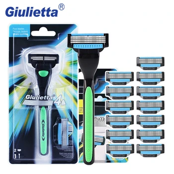 Giulietta 4 Layer USA Blade Shaving Razor For Men 15 pcs / set ( 1 Handle & 14 Blades ) Manual Safety Shave Razors Trimmer Blade
Giulietta 4 Layer USA Blade Shaving Razor For Men 15 pcs / set ( 1 Handle & 14 Blades ) Manual Safety Shave Razors Trimmer Blade