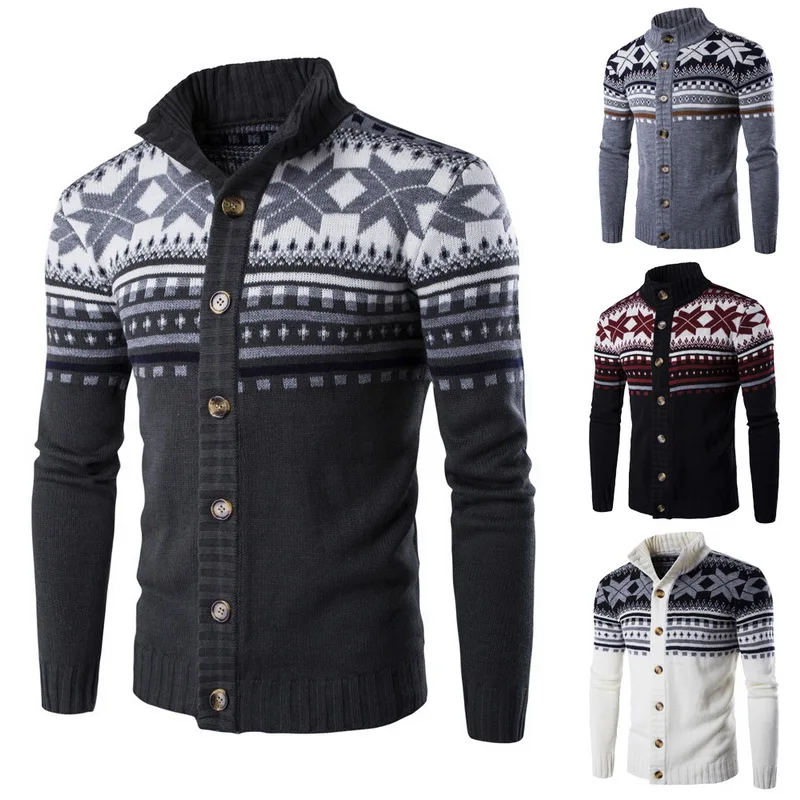 Casual knitted snowflakes cardigan for women14