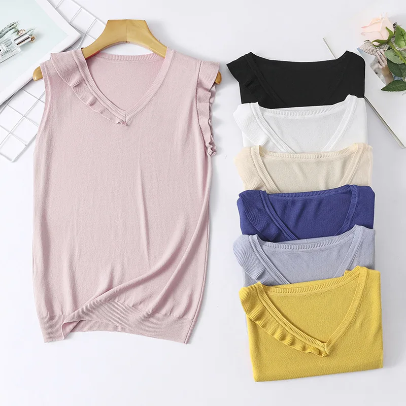Ruffles V Neck Knitted Fabric Tank Top Womens Female Wide Strap Sleeveless T-shirts Fitness Basic Vest Ladies Sexy Summer Tops
Ruffles V Neck Knitted Fabric Tank Top Womens Female Wide Strap Sleeveless T-shirts Fitness Basic Vest Ladies Sexy Summer Tops