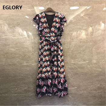 Top Quality New 2019 Summer Fashion Runway Style Dress Women Sexy Deep V-Neck Floral Print Mid-Calf Length A-Line Dress Vintage
Top Quality New 2019 Summer Fashion Runway Style Dress Women Sexy Deep V-Neck Floral Print Mid-Calf Length A-Line Dress Vintage