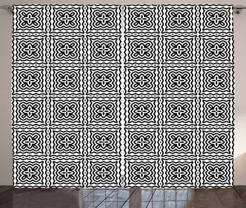 Black White Curtains Monochrome Abstract Floral Repeating Motifs in Square Shape with Waves Living Room Bedroom Window Drapes
Black White Curtains Monochrome Abstract Floral Repeating Motifs in Square Shape with Waves Living Room Bedroom Window Drapes