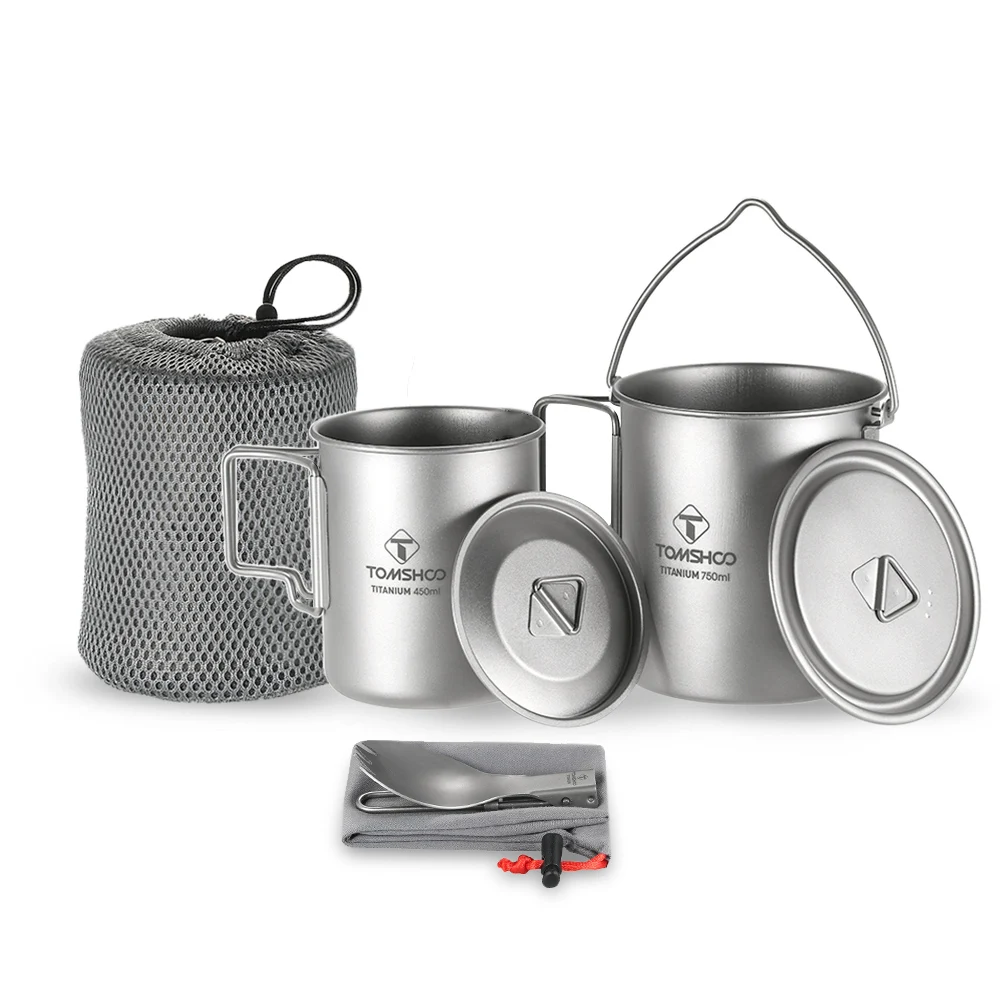 TOMSHOO 3Pcs Titanium Pot Water Mug Cup Set Lightweight Mug Outdoor Camping Pot Picnic Hang Pot Cooking Pots with Folding Spork
TOMSHOO 3Pcs Titanium Pot Water Mug Cup Set Lightweight Mug Outdoor Camping Pot Picnic Hang Pot Cooking Pots with Folding Spork