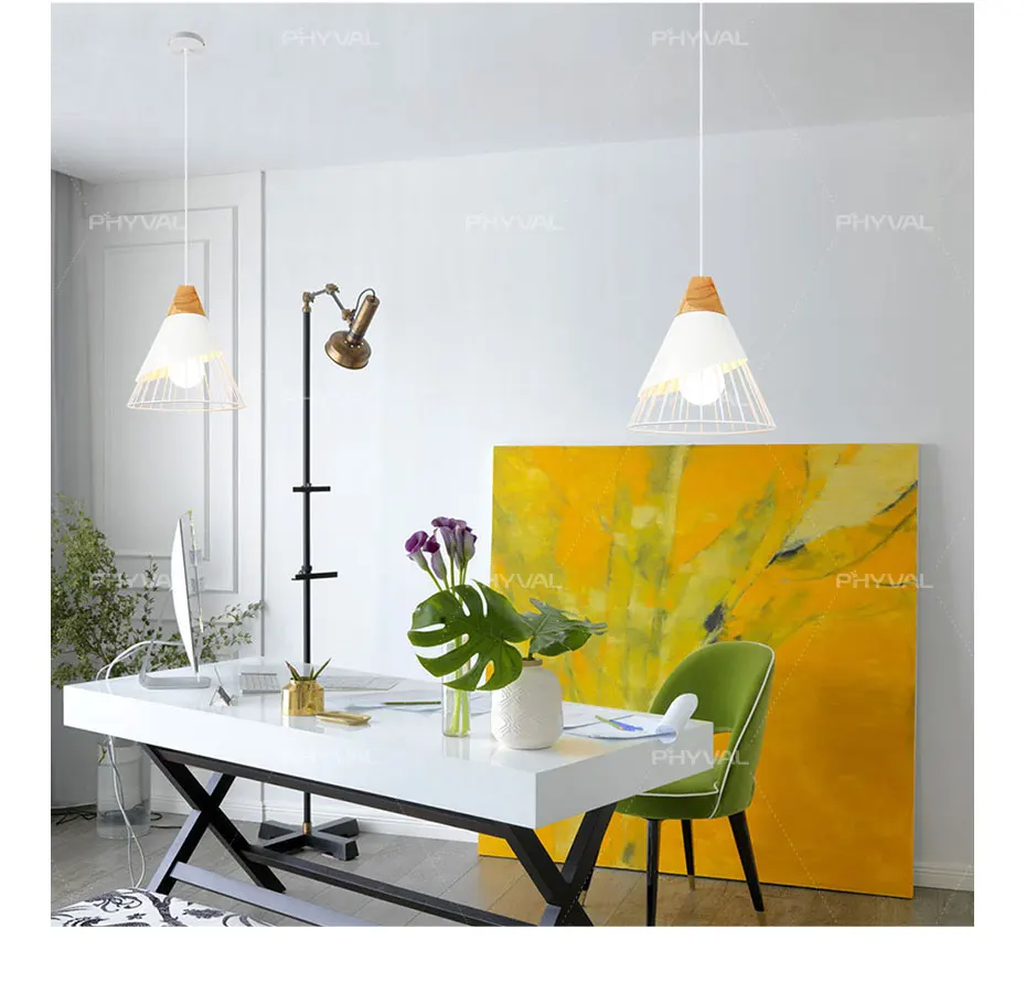 PHYVAL Pendant Lamp Modern E27 Pendant Lights Wood For Bedroom Hanging Lamp Nordic Aluminum Lampshade LED Bulb Kitchen Light PHYVAL Pendant Lamp Modern E27 Pendant Lights Wood For Bedroom Hanging Lamp Nordic Aluminum Lampshade LED Bulb Kitchen Light