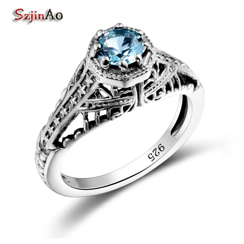 Szjinao All For Wedding Rose Rings For Women Aquamarine Vintage 925 Sterling Silver Jewelry USA Blue Stone Rings Slytherin
Szjinao All For Wedding Rose Rings For Women Aquamarine Vintage 925 Sterling Silver Jewelry USA Blue Stone Rings Slytherin