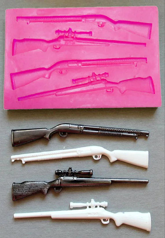 

Rifle Machine gun silicone fandont mold Silica gel moulds Chocolate molds cake baking decoration tools candy mould