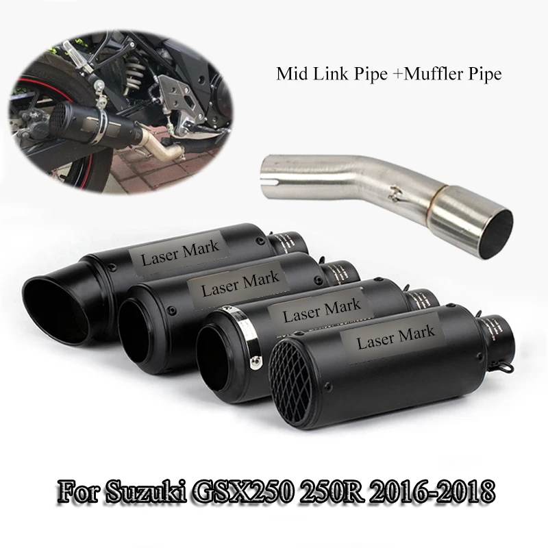 For Suzuki GSX250 250R 2016-2018 Slip On 51MM Motorcycle Exhaust Tips Muffler Steel Middle Link Pipe Moto Escape No DB Killer
For Suzuki GSX250 250R 2016-2018 Slip On 51MM Motorcycle Exhaust Tips Muffler Steel Middle Link Pipe Moto Escape No DB Killer
