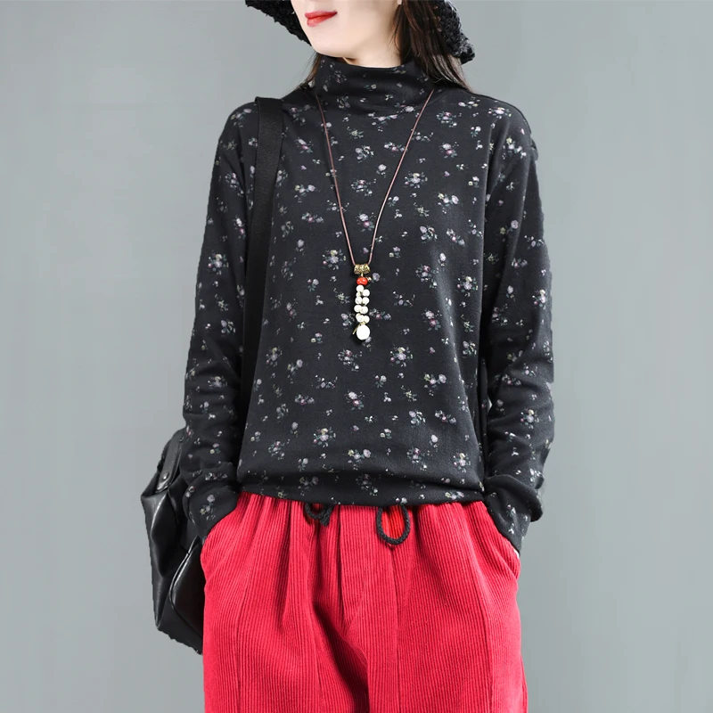 Spring T-shirt Retro Women Slim-type Baoken flower Pullovers Tops Turtleneck lace Casual Ladies Blended T-shirt New Mori girl
Spring T-shirt Retro Women Slim-type Baoken flower Pullovers Tops Turtleneck lace Casual Ladies Blended T-shirt New Mori girl