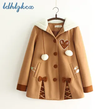 LDHTZKCX Brown Loose Hooded Woolen Coat Women 2018 Winter New Ladies Cartoon Cute Single Breasted Pockets Cotton Wool Coat CX450
LDHTZKCX Brown Loose Hooded Woolen Coat Women 2018 Winter New Ladies Cartoon Cute Single Breasted Pockets Cotton Wool Coat CX450