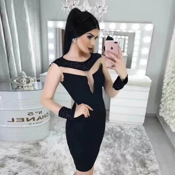 New Arrival Fashion Black Long Sleeve Bandage Dress Sexy See Through Mesh Bodycon Beading Evening Party Dress Vestidos Wholesale
New Arrival Fashion Black Long Sleeve Bandage Dress Sexy See Through Mesh Bodycon Beading Evening Party Dress Vestidos Wholesale