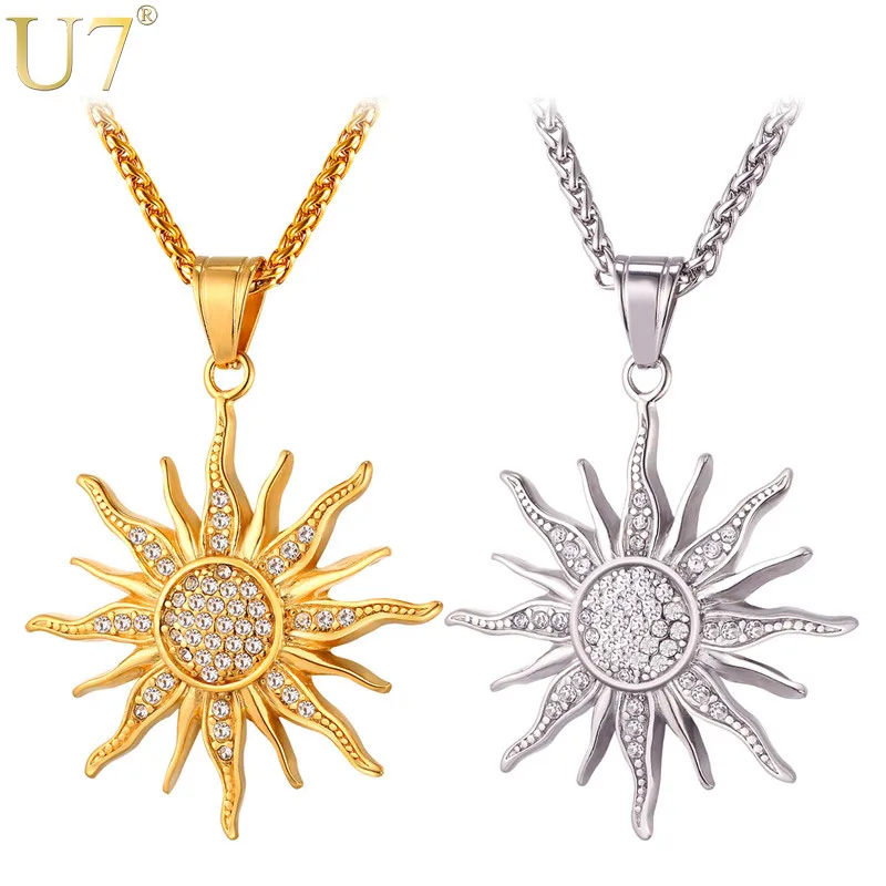 U7 Sunflower Necklace For Women White Rhinestone CZ Stainless Steel Link Chain Daily Jewelry
U7 Sunflower Necklace For Women White Rhinestone CZ Stainless Steel Link Chain Daily Jewelry